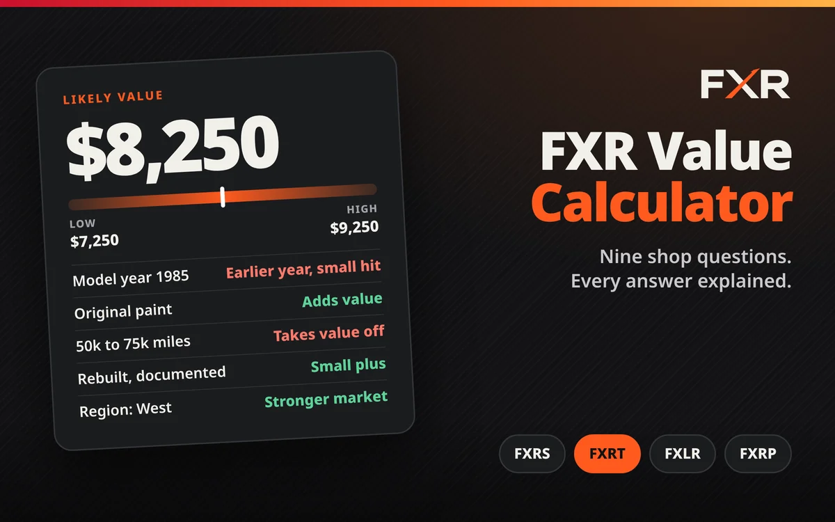 FXR Value Calculator card: a likely value with its low and high range