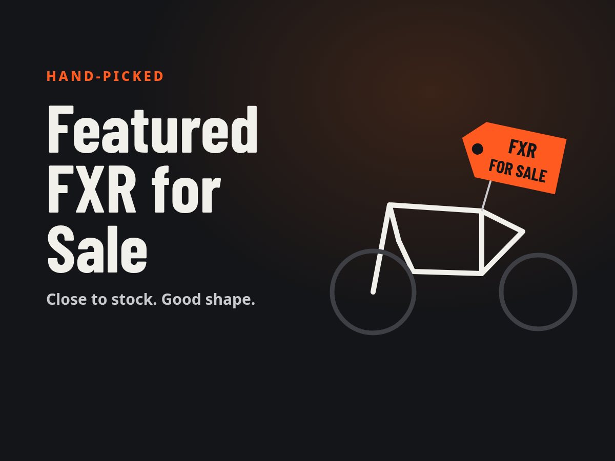 Drawn price tag reading FXR for sale hung on an FXR frame outline